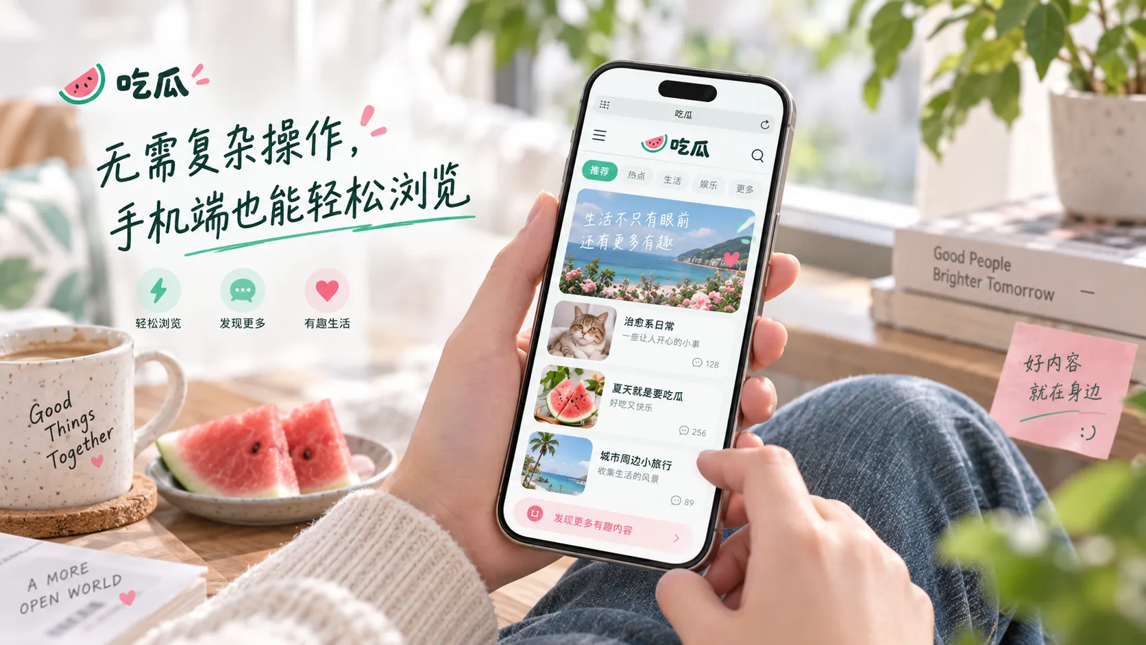手机端浏览热点内容的界面示意